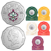 2025 50c Christmas Festive Florals Set of 5 UNC Coins