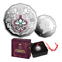 2025 50c Christmas Festive Florals Silver Proof Coin