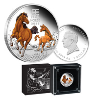 2026 $1 Year of Horse 1oz Silver Coloured Proof Coin 
