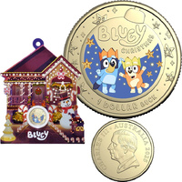 2025 $1 Bluey Christmas Coloured UNC Coin