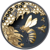2025 $1 Honey Bee 1oz Black Silver Gilded Proof Coin