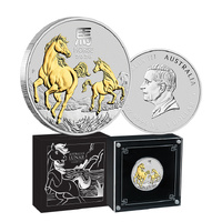 2026 $1 Year of the Horse 1oz Silver Gilded Coin