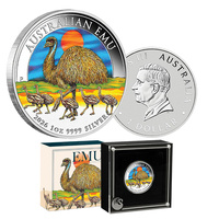 2026 $1 Australian Emu 1oz Silver Coloured Coin