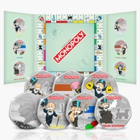 2026 Monopoly Legends of the Board 6 Coin Coloured Set