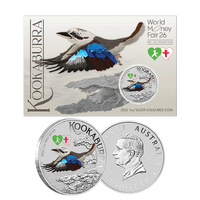 2026 $1 Australian Kookaburra World Money Fair Special Coloured 1oz Silver Coin in Card