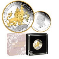 2026 $1 100th Anniversary of QEII Florin 1oz Gilded Silver Proof