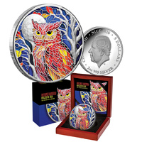 2026 $5 Nature's Window Majestic Owl 2oz Coloured Silver Proof Coin