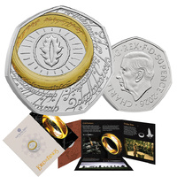 2026 50p Lord of the Rings - The One Ring Coloured BUNC Coin