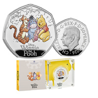 2026 50p 100 Years of Winnie the Pooh Friendship Silver Proof Coloured Coin