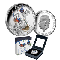 2026 $1 Birds of Australia Blue Breasted Fairy Wren Coloured Silver Proof