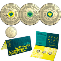 2026 $2 Australia Commonwealth Games Team Colour Aluminium-Bronze 3-Coin Uncirculated Set
