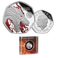 2026 50p Game of Thrones (Fire) Coloured Silver Proof Coin