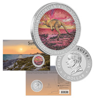 2026 $1 Australian Kangaroo Sundowner 1oz Silver Coloured Coin