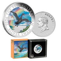 2026 $1 Australian Swan 1oz Silver Coloured Coin ANDA Issue