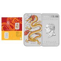 2026 $1 Golden Dragon 1oz Coloured Rectangular Coin
