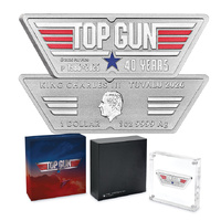 2026 $1 40 Years of Top Gun Logo Shaped 1oz Silver Coloured Coin