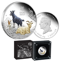 2027 $1 Year of the Goat 1oz Silver Coloured Proof Coin