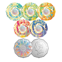 2026 50c Colours of Christmas Coloured UNC Set of 5