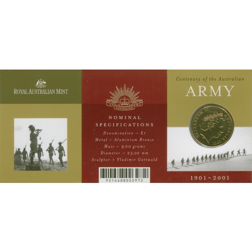 2001 $1 Centenary of the Aust Army C