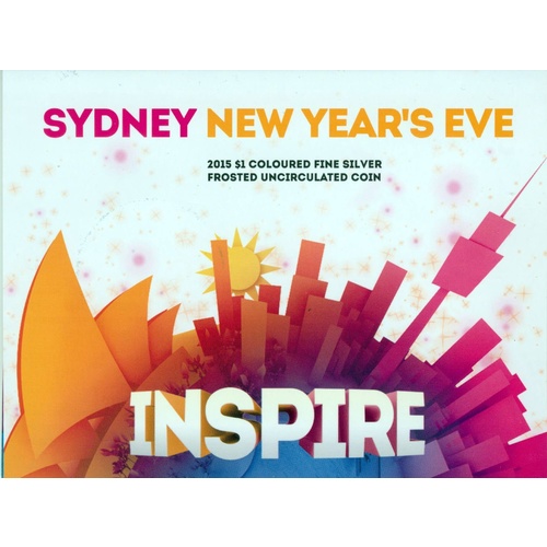 2015 $1 Sydney New Year's Eve Fireworks Frosted Silver Coin
