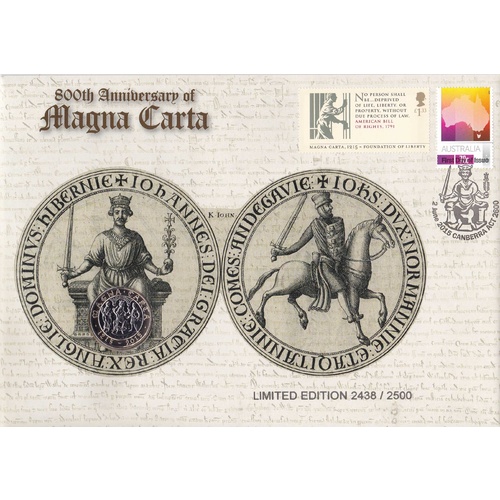2015 Magna Carta 800th Anniversary Australian Stamp & UK Coin Cover