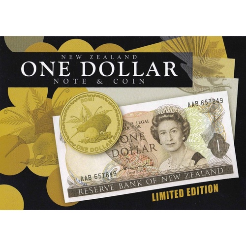 New Zealand One Dollar Note & Coin Folder