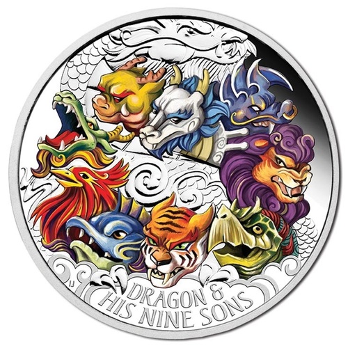 2015 TVD$5 Dragon and His Nine Sons 5oz Silver Proof Coin