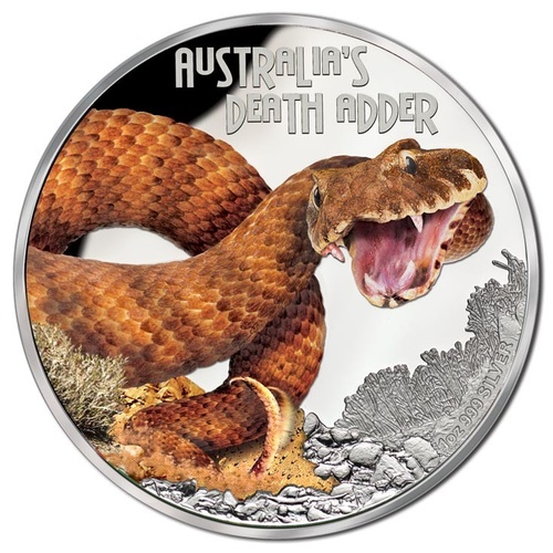 2016 $1 Deadly & Dangerous - Death Adder 1oz Silver Proof