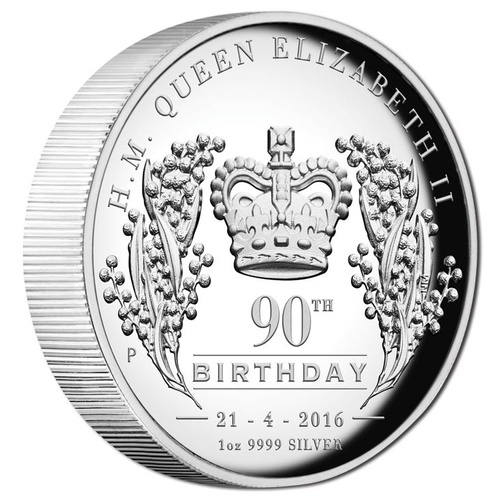 2016 $1 90th Birthday 1oz High Relief Silver Proof
