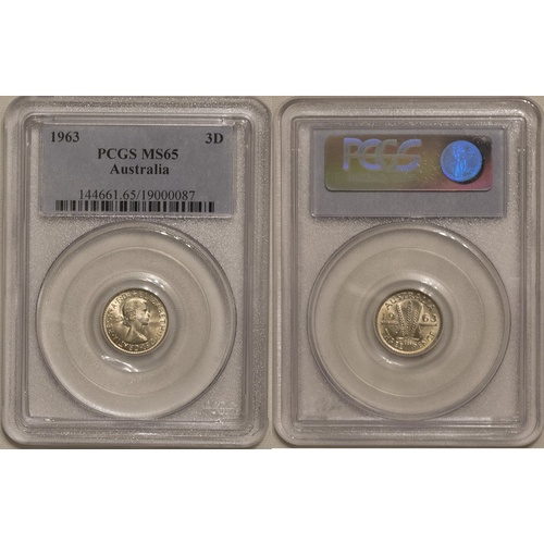 1963 Three Pence MS65