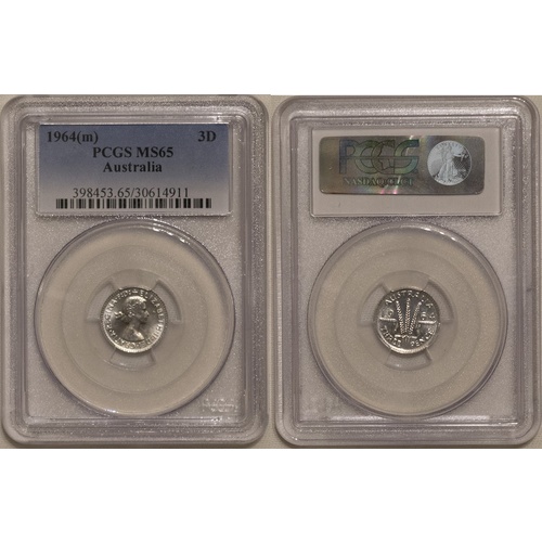 1964 Three Pence MS65