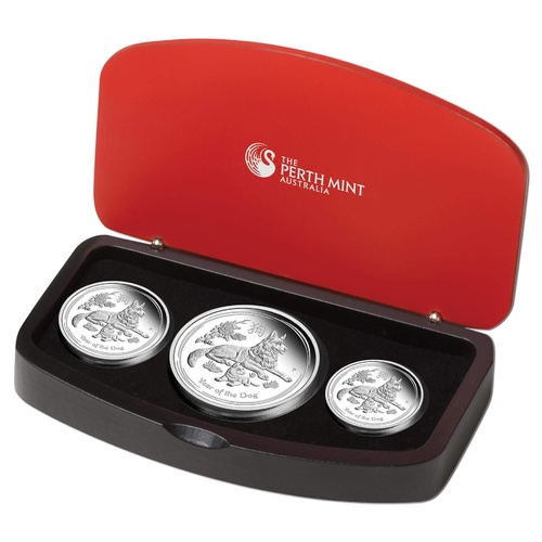 2018 Lunar Dog Silver Proof 3-Coin Set