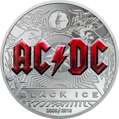 2018 CI$10 AC/DC Black Ice 2oz Silver Black Proof Coin
