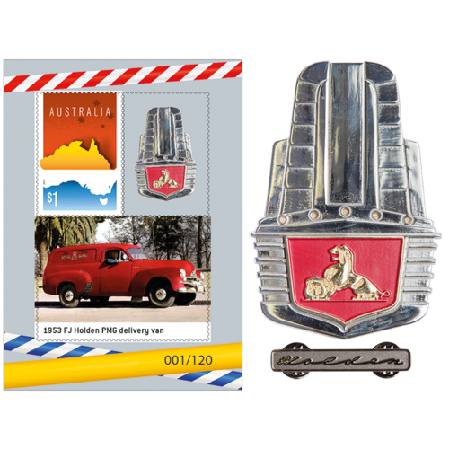 FJ Holden Badge, Sheetlet and Pin Set