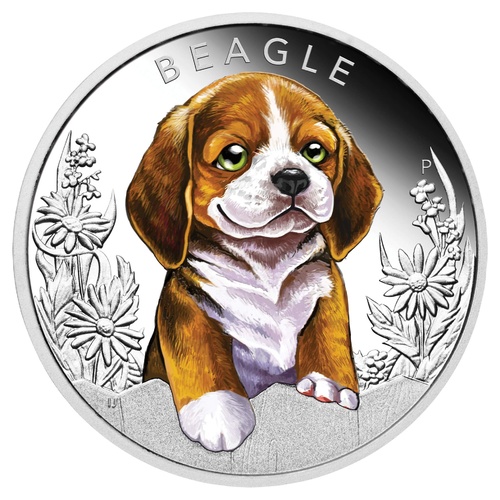 2018 50c Puppies Beagle 1/2oz Silver Proof