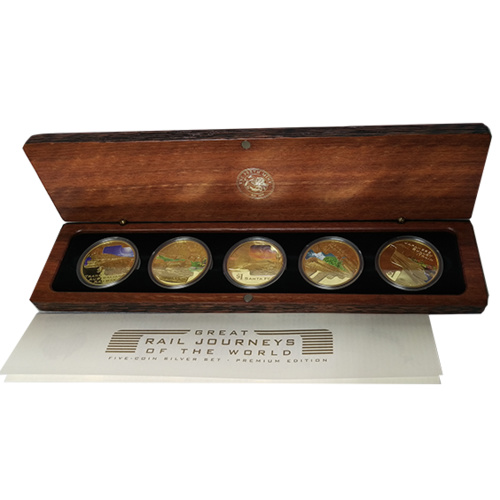 2004 Great Rail Journeys of the World Gold Plated Silver 5 Coin Proof Set