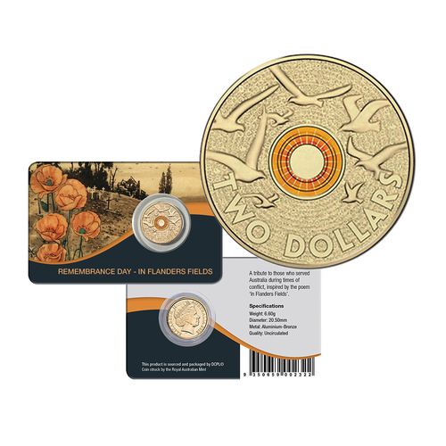 2015 $2 Remembrance Day Flanders Field Unc Pack