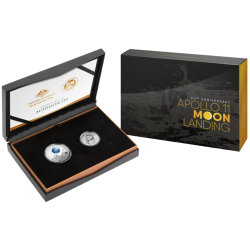 2019 Apollo 11 Two Coin Proof Set AU & US Set