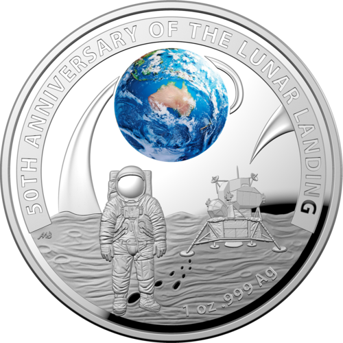 2019 50th Anniversary of the Landing US Domed Clad Half Dollar and Australian Domed Silver Coin