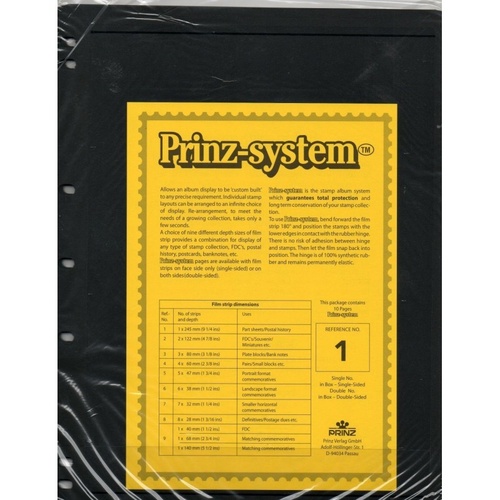 Prinz System Diamant Leaves Single Sided Stamp Album Pages [Strips: 1 Strip]