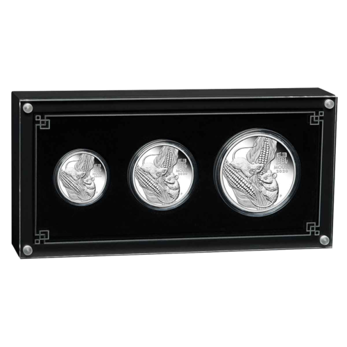 2020 Year of the Mouse Silver Proof 3 Coin Set