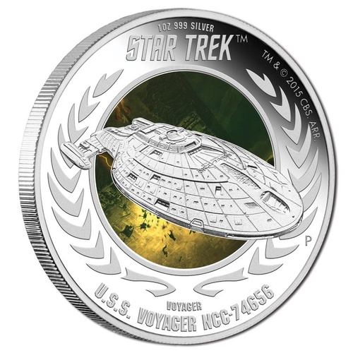 2015 $1 Star Trek Voyager NCC-74656 1oz Silver Proof