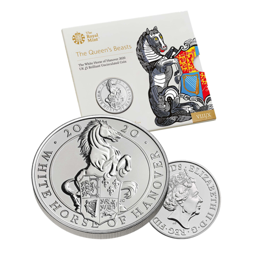2020 £5 Queen's Beasts - The White Horse of Hanover BUNC Coin