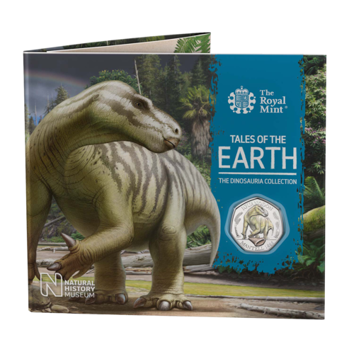 2020 50p Dinosauria - Iguanodon Coloured BU Coin