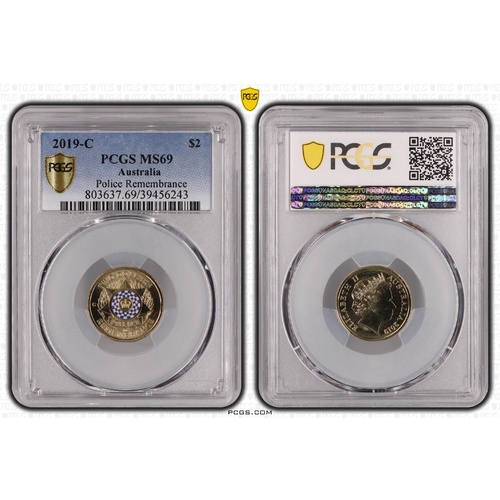 2019 $2 Police Remembrance 'C' Mintmark Coin MS69 6243