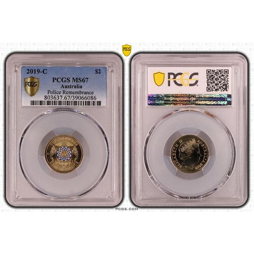2019 $2 Police Remembrance 'C' Mintmark Coin MS67 6086