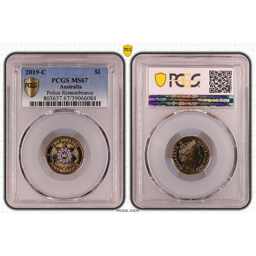 2019 $2 Police Remembrance 'C' Mintmark Coin MS67 6084