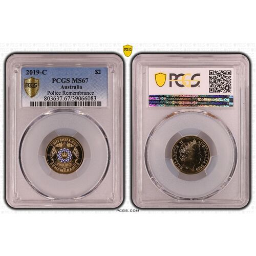 2019 $2 Police Remembrance 'C' Mintmark Coin MS67 6083