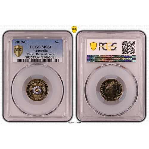 2019 $2 Police Remembrance 'C' Mintmark Coin MS64 6091