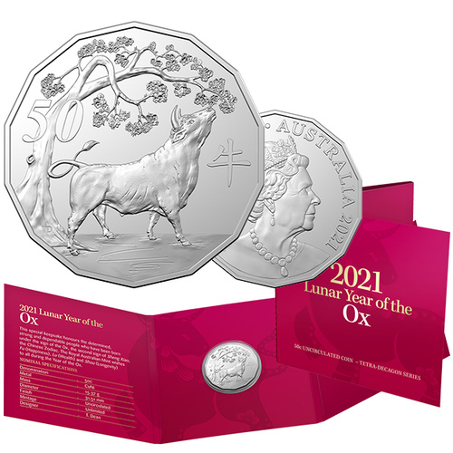 2021 50c Year of the Ox UNC Tetra-Decagon Coin